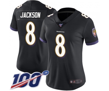 Nike Ravens #8 Lamar Jackson Black Alternate Women's Stitched NFL 100th Season Vapor Limited Jersey