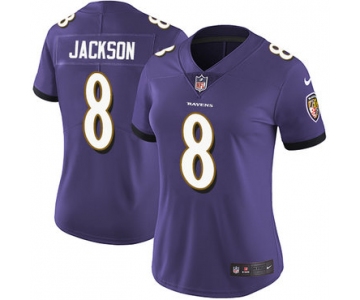 Nike Ravens #8 Lamar Jackson Purple Team Color Women's Stitched NFL Vapor Untouchable Limited Jersey