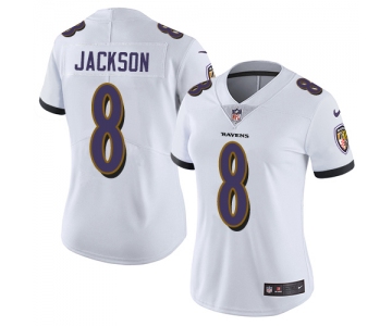 Nike Ravens #8 Lamar Jackson White Women's Stitched NFL Vapor Untouchable Limited Jersey