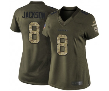Ravens #8 Lamar Jackson Green Women's Stitched Football Limited 2015 Salute to Service Jersey