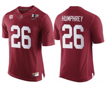 Men's Alabama Crimson Tide #26 Marlon Humphrey Red 2017 Championship Game Patch Stitched CFP Nike Limited Jersey