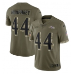 Men's Baltimore Ravens #44 Marlon Humphrey 2022 Olive Salute To Service Limited Stitched Jersey