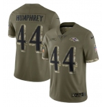 Men's Baltimore Ravens #44 Marlon Humphrey 2022 Olive Salute To Service Limited Stitched Jersey
