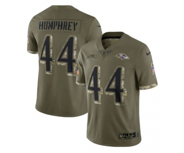Men's Baltimore Ravens #44 Marlon Humphrey 2022 Olive Salute To Service Limited Stitched Jersey
