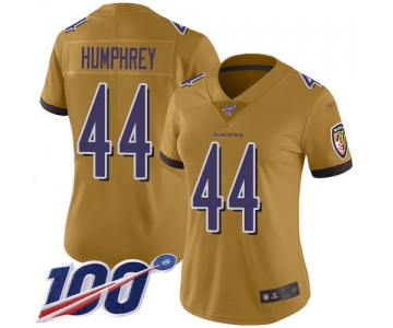 Nike Ravens #44 Marlon Humphrey Gold Women's Stitched NFL Limited Inverted Legend 100th Season Jersey