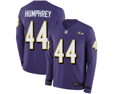 Ravens #44 Marlon Humphrey Purple Team Color Men's Stitched Football Limited Therma Long Sleeve Jersey