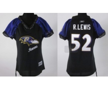Baltimore Ravens #52 Ray Lewis 2011 Black Womens Field Flirt Fashion Jersey