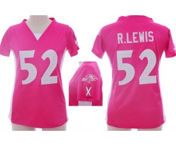 Nike Baltimore Ravens #52 Ray Lewis 2012 Pink Womens Draft Him II Top Jersey