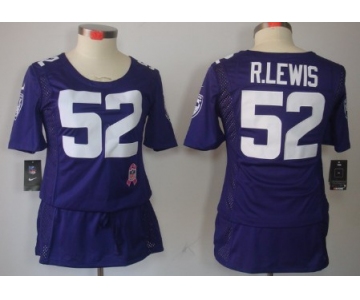 Nike Baltimore Ravens #52 Ray Lewis Breast Cancer Awareness Purple Womens Jersey