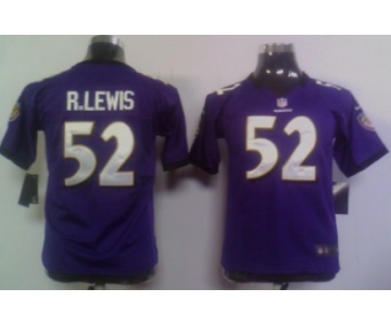 Nike Baltimore Ravens #52 Ray Lewis Purple Game Kids Jersey