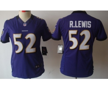 Nike Baltimore Ravens #52 Ray Lewis Purple Limited Womens Jersey