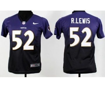 Nike Baltimore Ravens #52 Ray Lewis Purple/Black Fadeaway Kids Jersey
