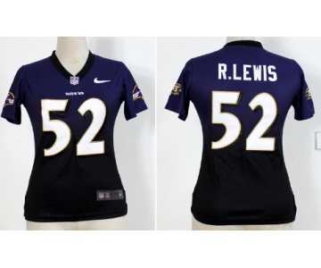 Nike Baltimore Ravens #52 Ray Lewis Purple/Black Fadeaway Womens Jersey