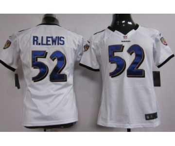 Nike Baltimore Ravens #52 Ray Lewis White Game Womens Jersey