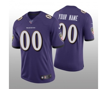 Men's Baltimore Ravens Custom Purple Vapor Limited 100th Season Jersey