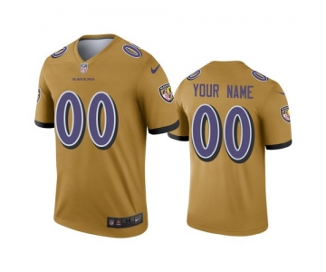Men's Custom Baltimore Ravens Gold Inverted Legend Jersey