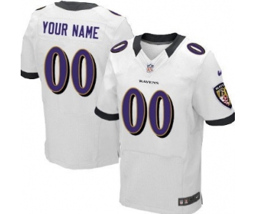 Men's Nike Baltimore Ravens Customized White Elite Jersey