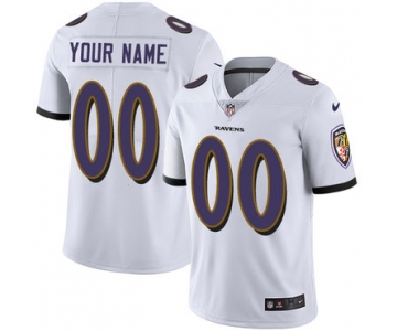 Men's Nike Baltimore Ravens White Customized Vapor Untouchable Player Limited Jersey