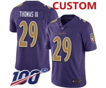 Nike Custom Ravens Purple Men's Stitched NFL Limited Rush 100th Season Jersey