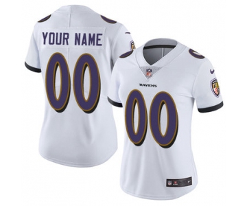 Women's Nike Baltimore Ravens White Customized Vapor Untouchable Player Limited Jersey