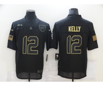 Men's Buffalo Bills #12 Jim Kelly Black 2020 Salute To Service Stitched NFL Nike Limited Jersey