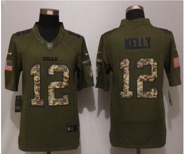 Men's Buffalo Bills #12 Jim Kelly Green Salute To Service 2015 NFL Nike Limited Jersey