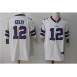 Men's Buffalo Bills #12 Jim Kelly Retired White Road Stitched NFL Nike Game Jersey
