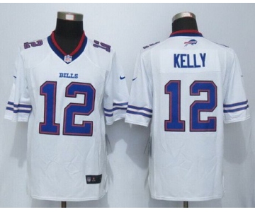 Men's Buffalo Bills #12 Jim Kelly White Retired Player NFL Nike Limited Jersey