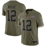 Men's Womens Youth Kids Buffalo Bills #12 Jim Kelly Nike 2022 Salute To Service Limited Jersey - Olive
