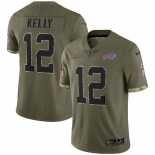 Men's Womens Youth Kids Buffalo Bills #12 Jim Kelly Nike 2022 Salute To Service Limited Jersey - Olive