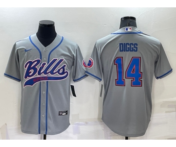 Men's Buffalo Bills #14 Stefon Diggs Grey Stitched Cool Base Nike Baseball Jersey