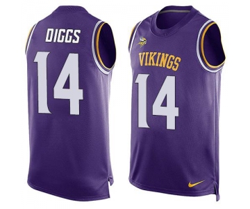 Men's Minnesota Vikings #14 Stefon Diggs Purple Hot Pressing Player Name & Number Nike NFL Tank Top Jersey
