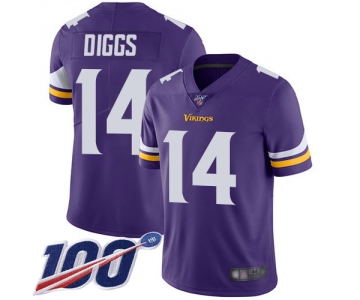 Vikings #14 Stefon Diggs Purple Team Color Men's Stitched Football 100th Season Vapor Limited Jersey