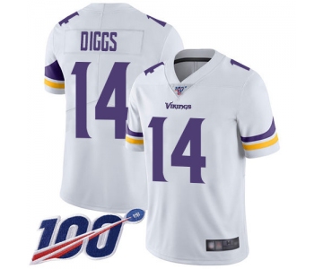 Vikings #14 Stefon Diggs White Men's Stitched Football 100th Season Vapor Limited Jersey