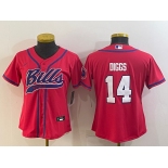 Women's Buffalo Bills #14 Stefon Diggs Red Stitched Cool Base Nike Baseball Jersey