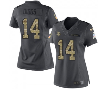 Women's Minnesota Vikings #14 Stefon Diggs Black Anthracite 2016 Salute To Service Stitched NFL Nike Limited Jersey