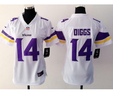 Women's Minnesota Vikings #14 Stefon Diggs White Road NFL Nike Game Jersey