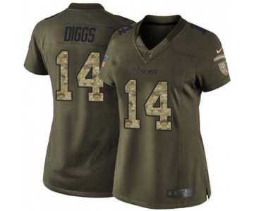 Women's Nike Minnesota Vikings #14 Stefon Diggs Green Stitched NFL Limited 2015 Salute to Service Jersey