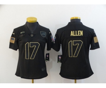 Women's Buffalo Bills #17 Josh Allen Black 2020 Salute To Service Stitched NFL Nike Limited Jersey