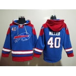 Men's Buffalo Bills #40 Von Miller Blue Ageless Must Have Lace Up Pullover Hoodie