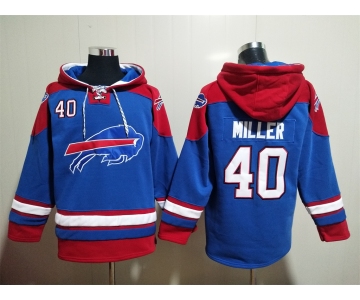 Men's Buffalo Bills #40 Von Miller Blue Ageless Must Have Lace Up Pullover Hoodie