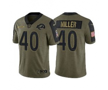 Men's Los Angeles Rams #40 Von Miller 2021 Salute To Service Olive Jersey