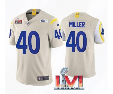 Men's Los Angeles Rams #40 Von Miller 2022 Bone Super Bowl LVI Vapor Limited Stitched Jersey
