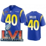 Men's Los Angeles Rams #40 Von Miller Limited Royal 2022 Super Bowl LVI Bound Vapor Jersey