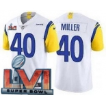 Men's Los Angeles Rams #40 Von Miller Limited White Alternate 2022 Super Bowl LVI Bound Vapor Jersey