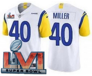 Men's Los Angeles Rams #40 Von Miller Limited White Alternate 2022 Super Bowl LVI Bound Vapor Jersey