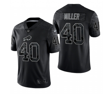 Men's Womens Youth Kids Buffalo Bills #40 Von Miller Black Reflective Limited Nike Jersey