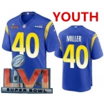 Youth Los Angeles Rams #40 Von Miller Limited Royal 2022 Super Bowl LVI Bound Vapor Jersey