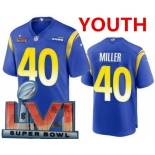 Youth Los Angeles Rams #40 Von Miller Limited Royal 2022 Super Bowl LVI Bound Vapor Jersey