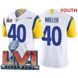 Youth Los Angeles Rams #40 Von Miller Limited White Alternate 2022 Super Bowl LVI Bound Vapor Jersey
